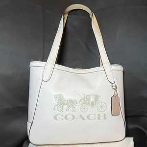 SMALL Coach Tote Horse/Carriage White-PRICED DROPPED SOLD WITHOUT DUST COVER NOW